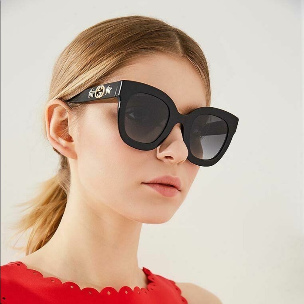 Gucci GG Crystal Star Sunglasses GG0208S, Black